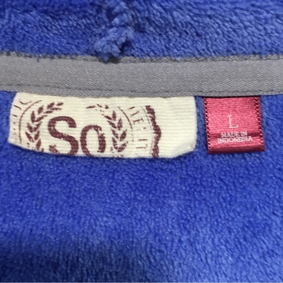 Fleece fuzzy cozy zip jacket fleece setpa blue hoodie full zip LG by SO … - Picture 5 of 11